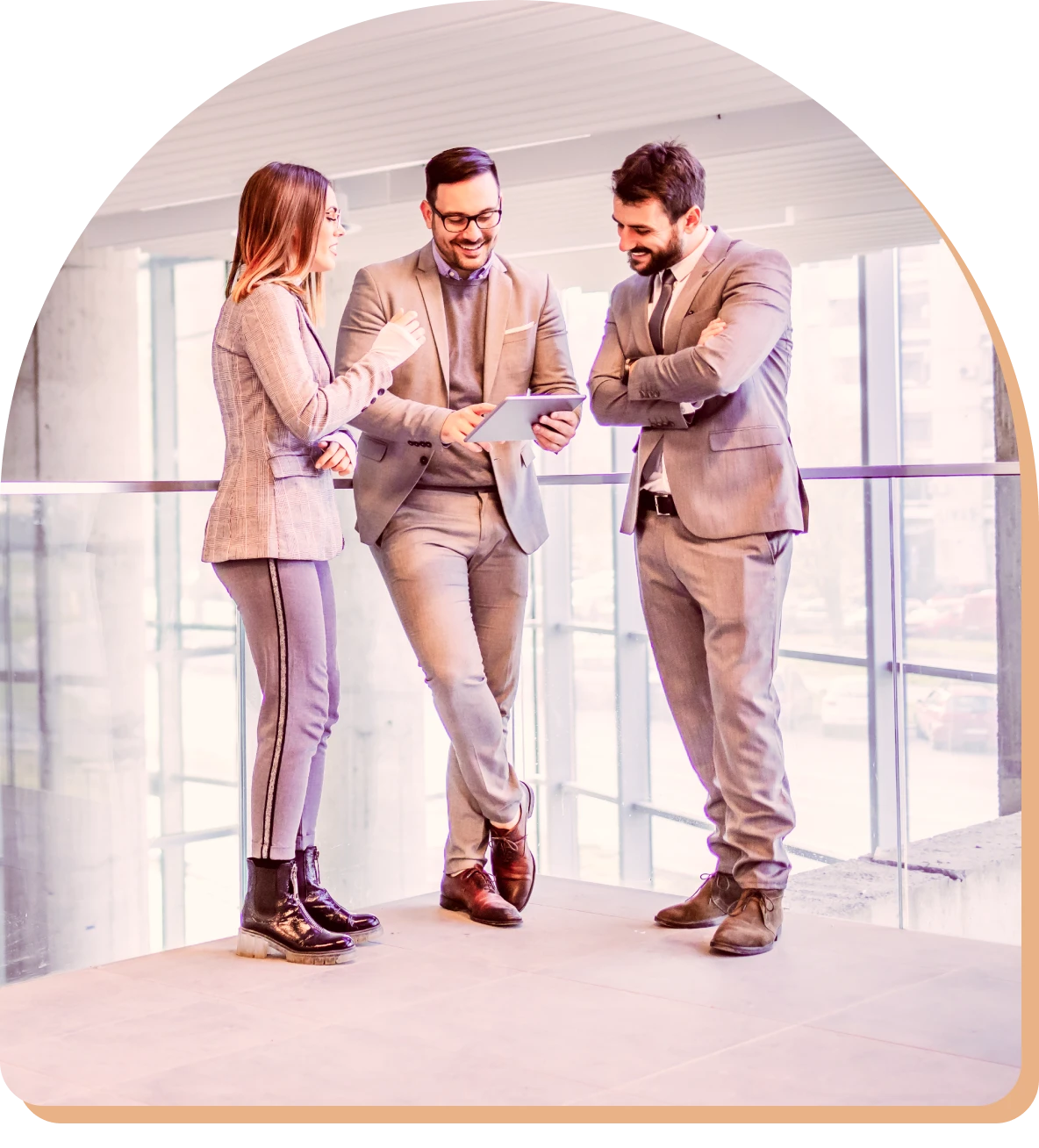 Professionals collaborating in modern office